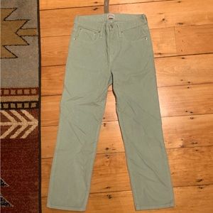 Mint green corduroy pants from J. Crew, size 26 Petite. New with tags!